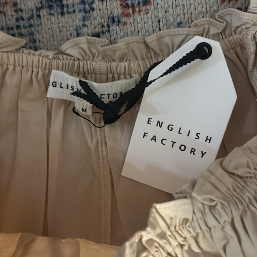 English Factory Colorblock Rickrack Trim Puff Sleeve Top SZ M NWT - Picture 5 of 6